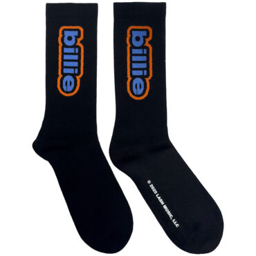 Billie Eilish Terry Socks: Outline Logo (Black) (UK Size 7 - 11)