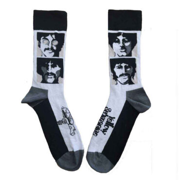 The Beatles Ankle Socks: Sea Of Science Faces Mono (White) (UK Size 4 - 7)