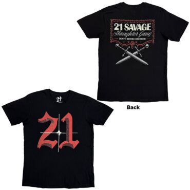 21 Savage T-Shirt: Death Before Dishonor Daggers (Black) (Back Print)