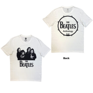 The Beatles T-Shirt: Group Photo Anthology Drum (White) (Back Print)