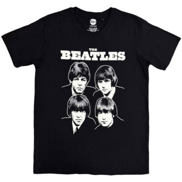 The Beatles T-Shirt: Black & White Band (Black)